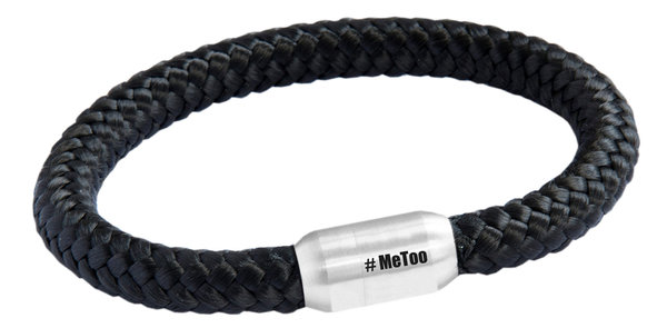 #MeToo Segeltau Armband, Gravur, Geflochten, Magnetverschluss, 8mm Durchmesser