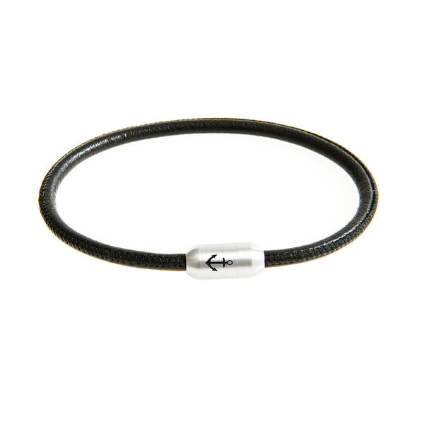 Sportliches Schmales Anker Leder-Armband, Gravur, Magnetverschluss, Durchmesser Ø4mm