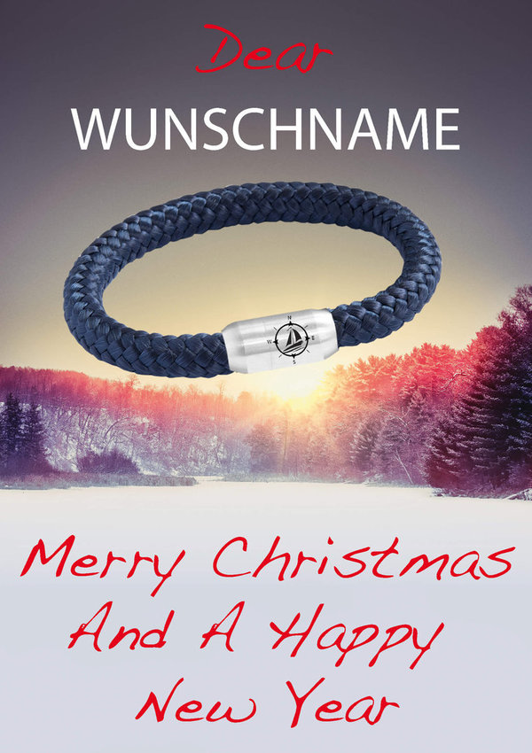 Weihnachtsgeschenk Segeltau Armband Yacht Kompass Gravur Magnet Verschluss Wunschname
