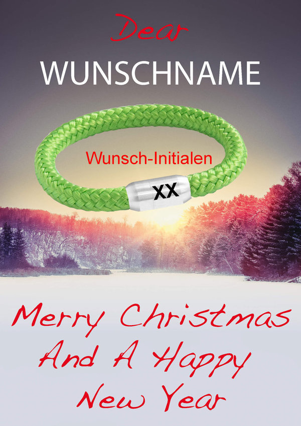 Segeltau Armband Deine Wunsch-Initialen Magnet Verschluss Persönliche Weihnachtskarte