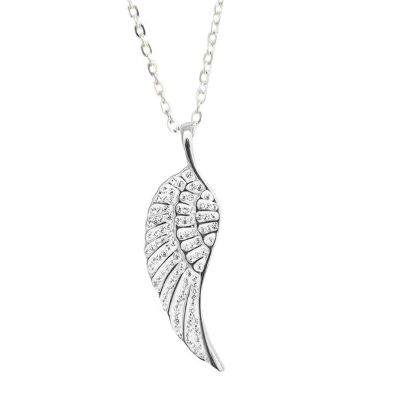 Damen Engelsrufer Halskette mit Strass Flügel, Symbol der Religion, Glücksbringer, 70cm