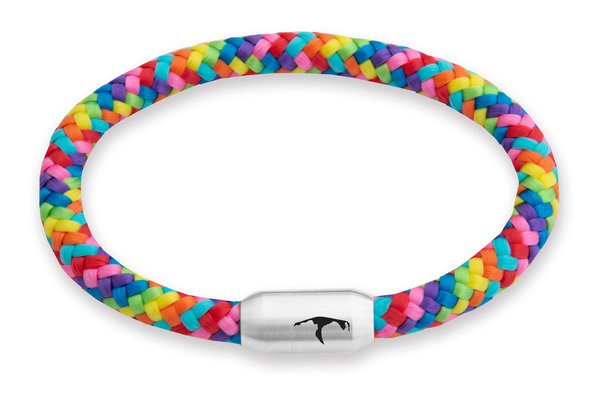 Das Sylt Segeltau-Armband, 6 mm, Sylt Gravur, Magnetverschluss, Colorful, Rainbow