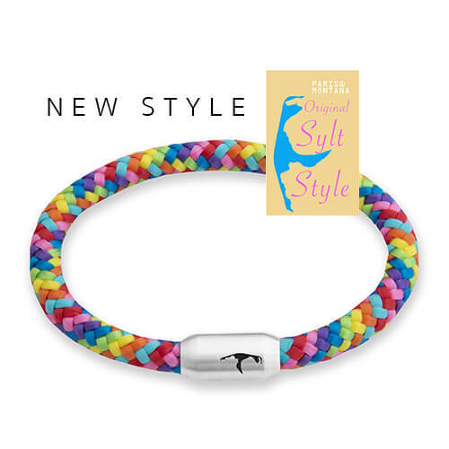 Rainbow, New Style Segeltau Armband, Colorful, Sylt Gravur, Magnetverschluss, 6mm Ø